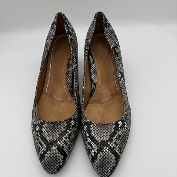Vionic Leather Pointed Toe Pumps Mia Snake Size 8.5 Heels Black Gray Bold - Picture 3 of 7